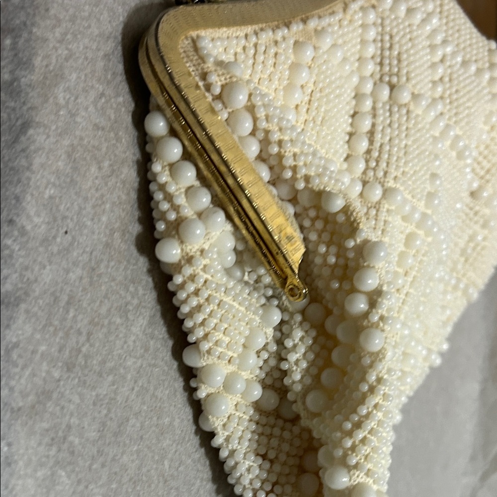 Ivory Beaded Top-Handle Evening Bag - Picture 7 of 12